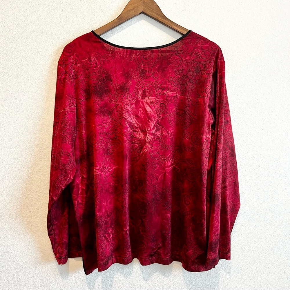 Caslon Red Velvet Blouse 2X Plus Dark Romantic Witchy Luxe Top - Picture 12 of 12